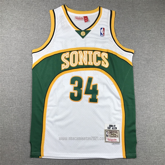 Camiseta Seattle SuperSonics Ray Allen #34 Mitchell & Ness 2006-07 Blanco